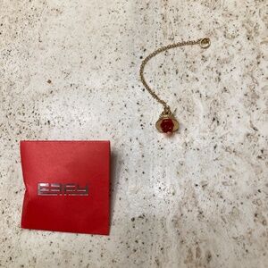 EFFY Bells Handbag Charm Collection Gold Tone Bell on Chain with Red Crystal